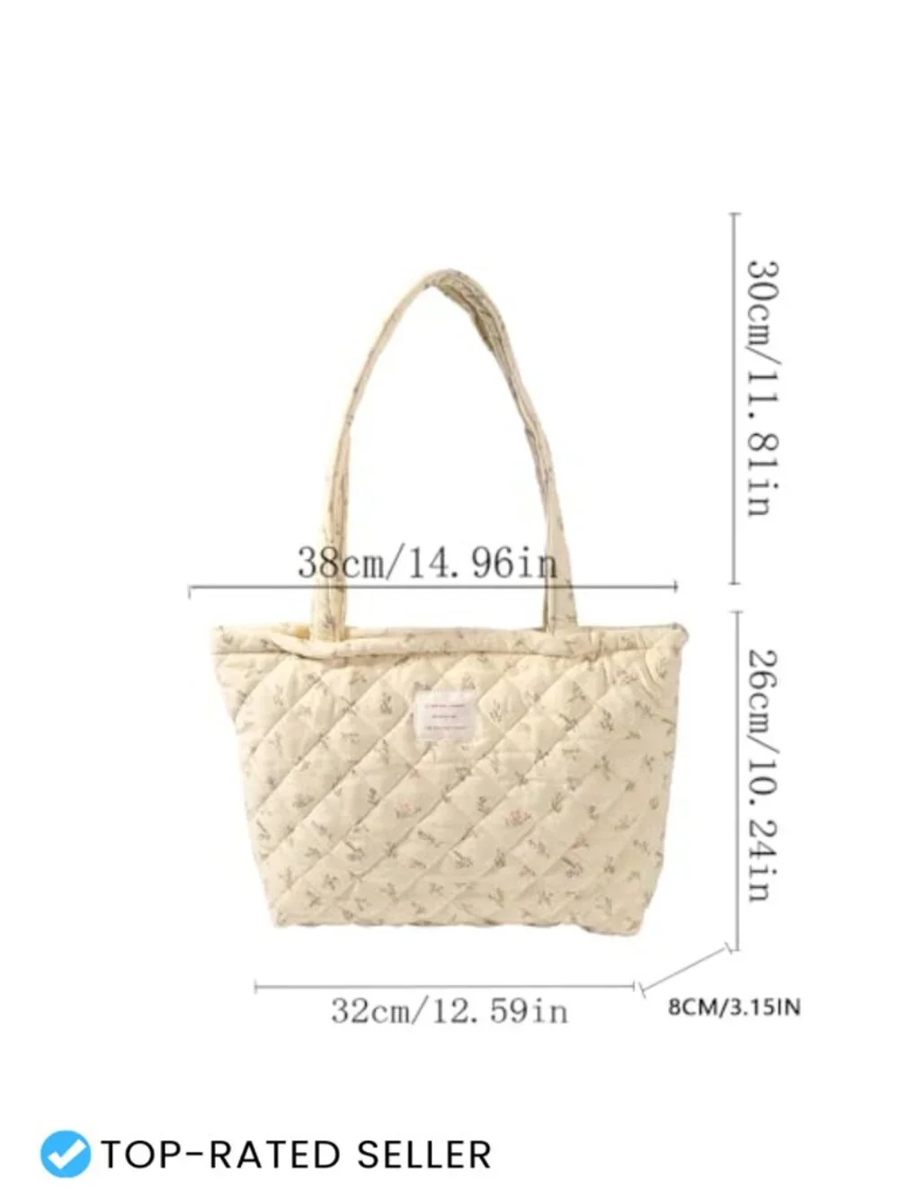 Floral Quilted Cotton Shoulder Bag Tote Medium Size Large Capacity